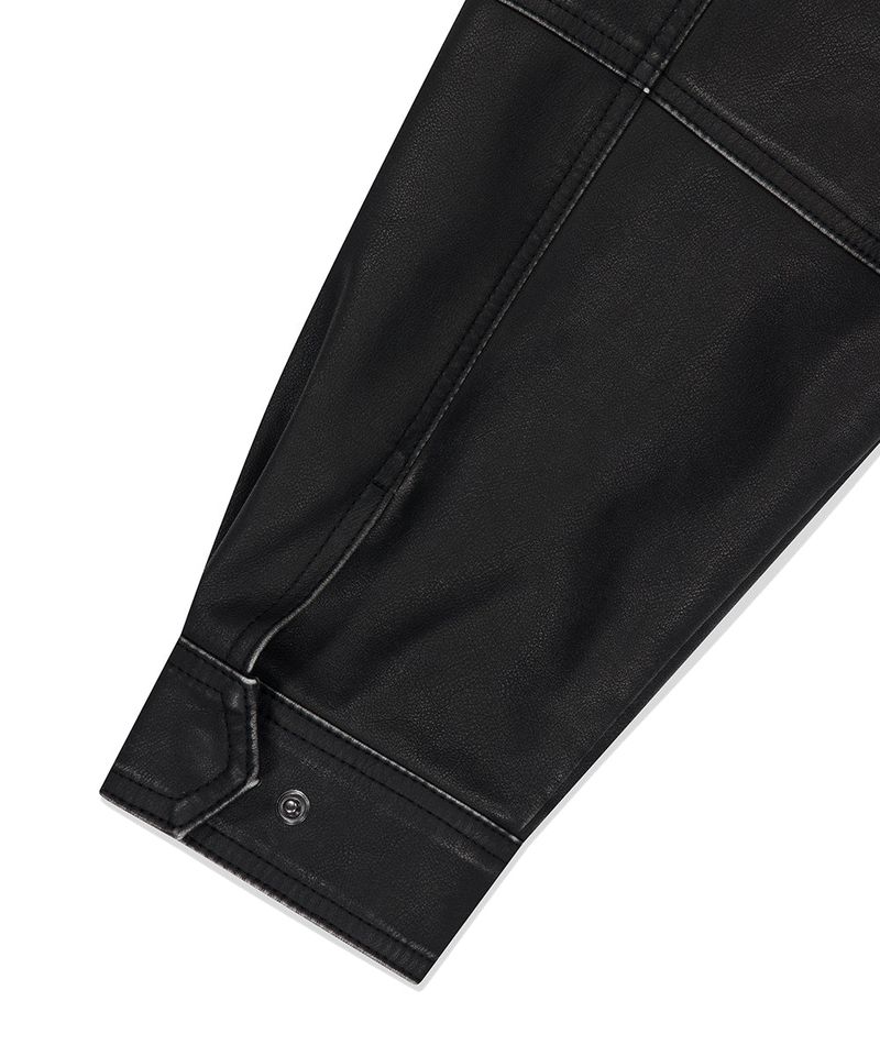 WASHED FAUX LEATHER BLOUSON