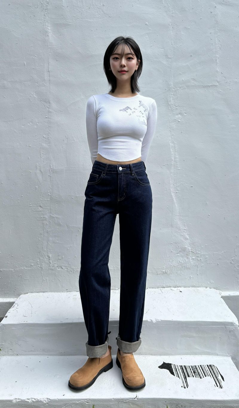 DARK BLUE STANDARD FIT DENIM PANTS code 23003