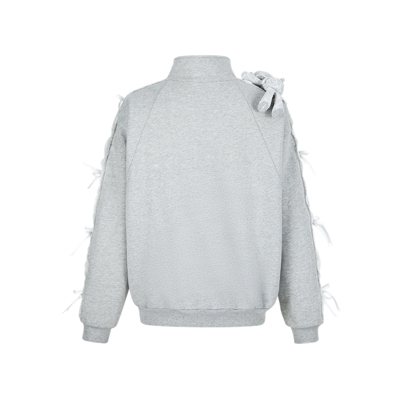 13DE MARZO Bear Lacy Knot Zip Sweatshir