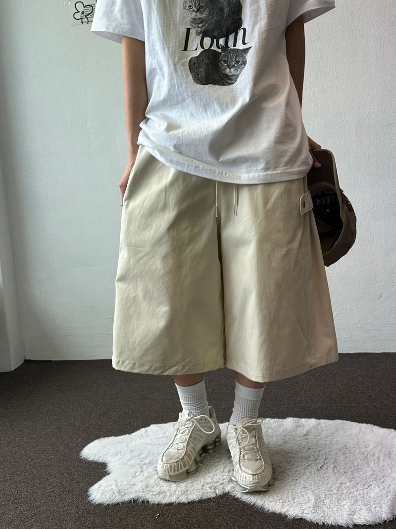Jien Side Snap Cotton Bermuda Shorts 5color