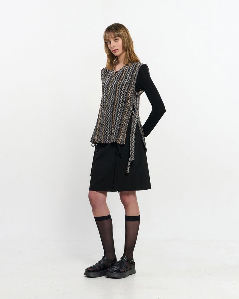  V neck knit Vest _ BROWN