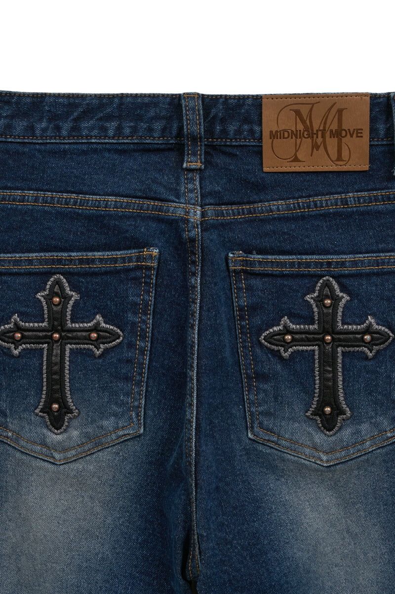 cross boots cut (blue)