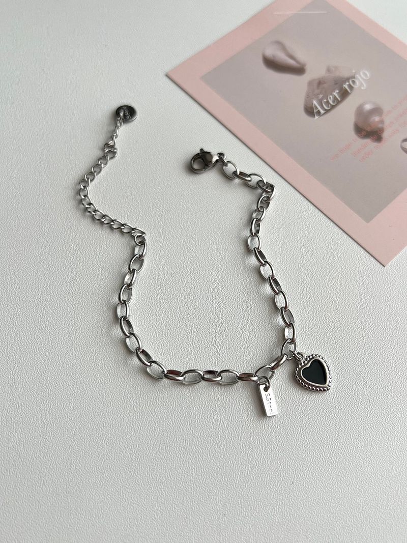 pib hip chic black heart surgical chain bold layered bracelet