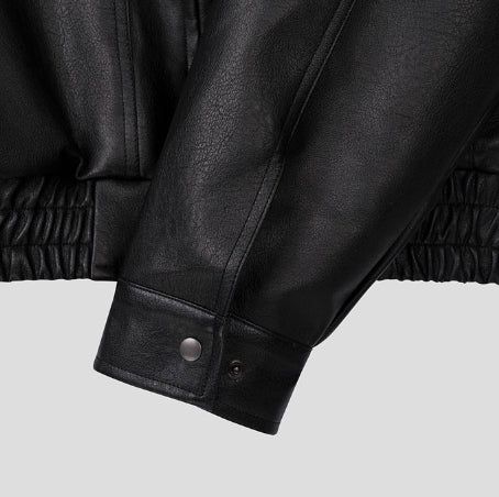 Brick pocket leather jacket