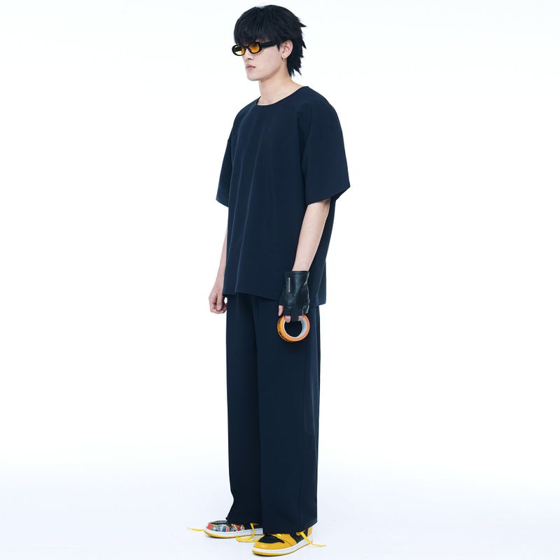 WOVEN 1/2 HALF T-SHIRT NAVY