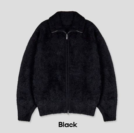 Neville two-way angora knit zip-up