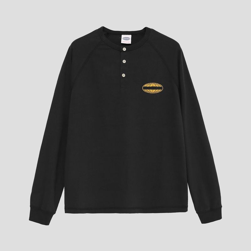 PARAGRAPH(パラグラフ)の「EMBROIDERED HENLEY LONG SLEEVE - BLACK(Tops)」