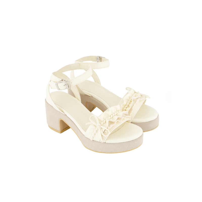 Forusring（フォーラスリング）の「DOLLY RIBBON WEDGE HEELS [IVORY]（Shoes）」