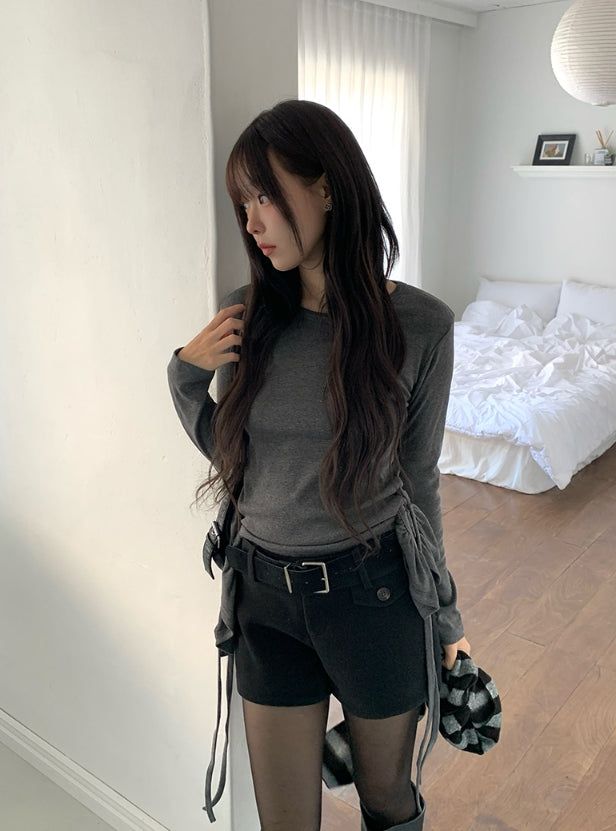 anyonemore（エニーワンモアー）の「Myud Frill Layered Ribbon Long Sleeve T-Shirt（Tops）」