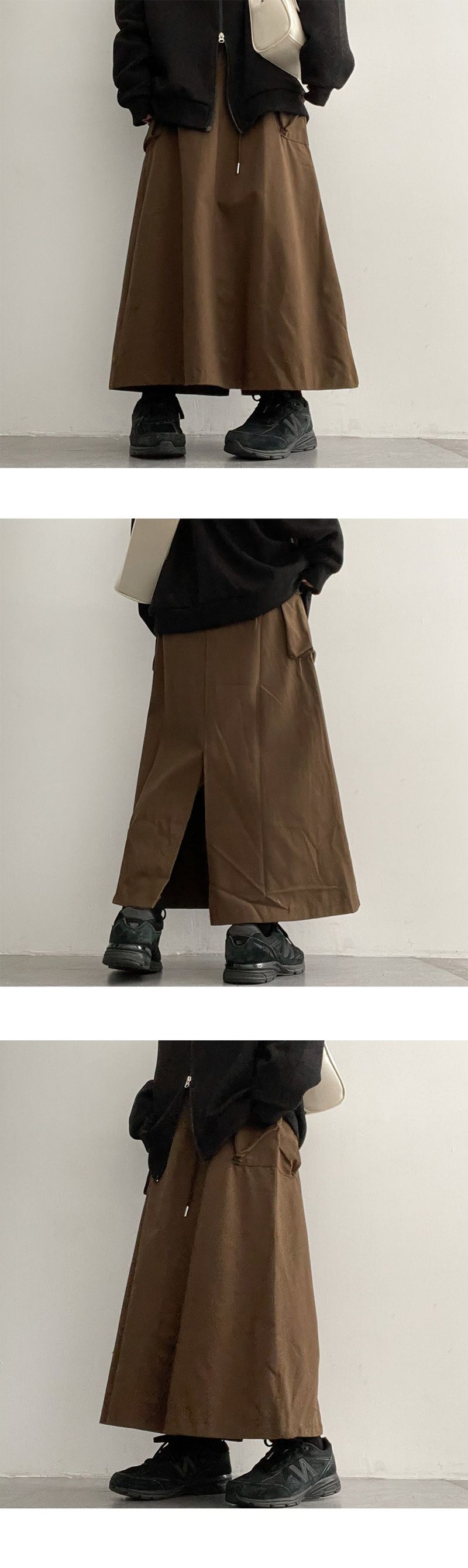 Rotol String Cargo Slit Long Skirt