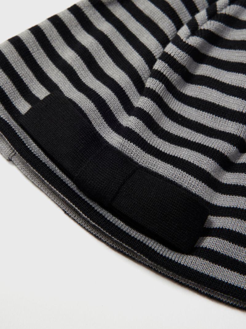SOFT BOW BEANIE STRIPE GREY