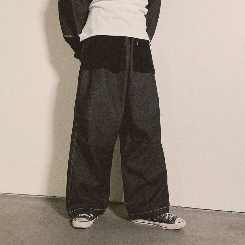 reverse Terry Pocket Denim Pants_black