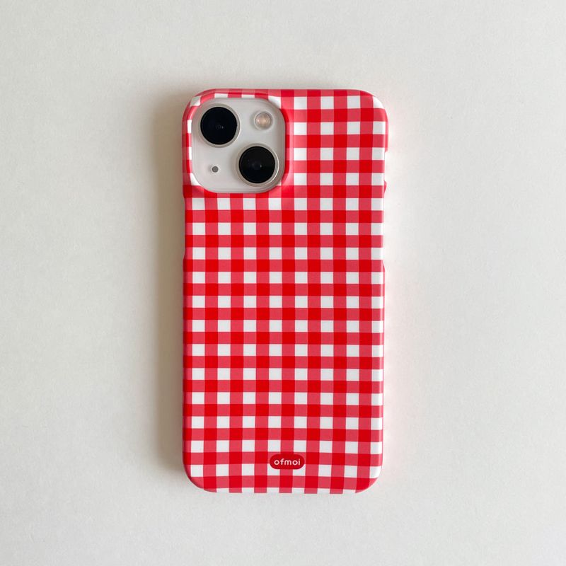 ofmoi（オブモイ）の「red check matte hard phone case（Smartphone Accessories）」
