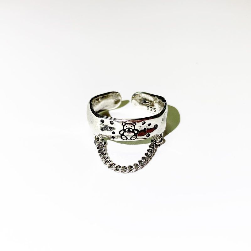 Silver Bear chain ring