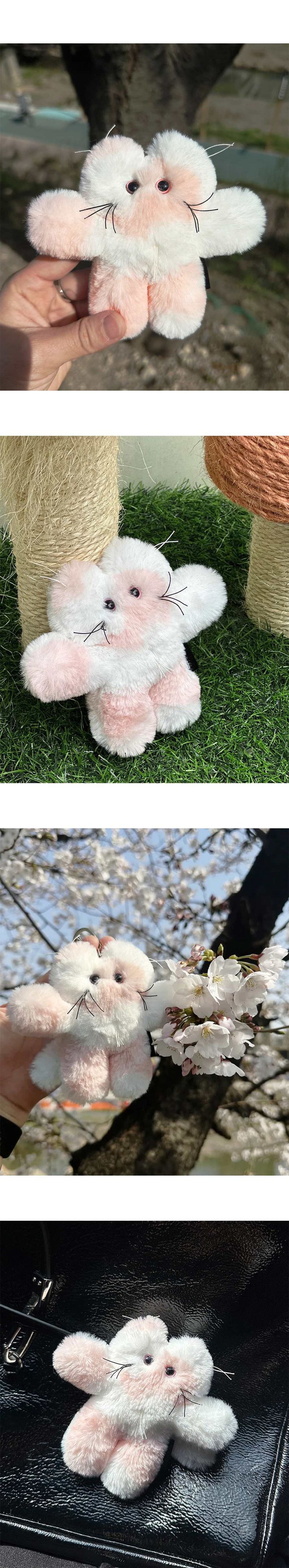 GODASHIN Cats Keyring Pink and White