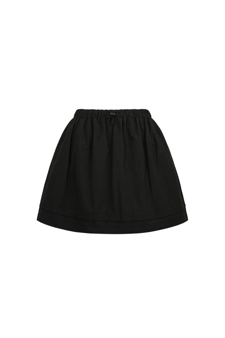 Pintuck shirring mini skirt (BLACK)