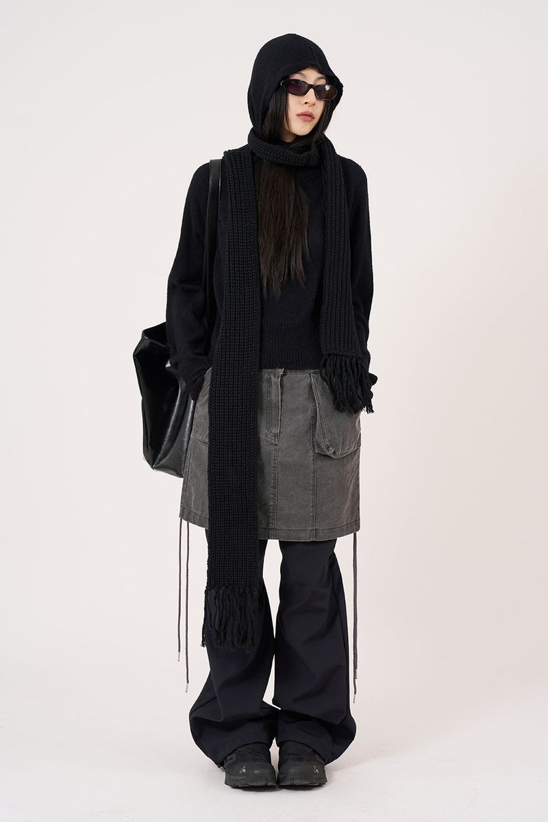 Dia wool raglan hooded knit