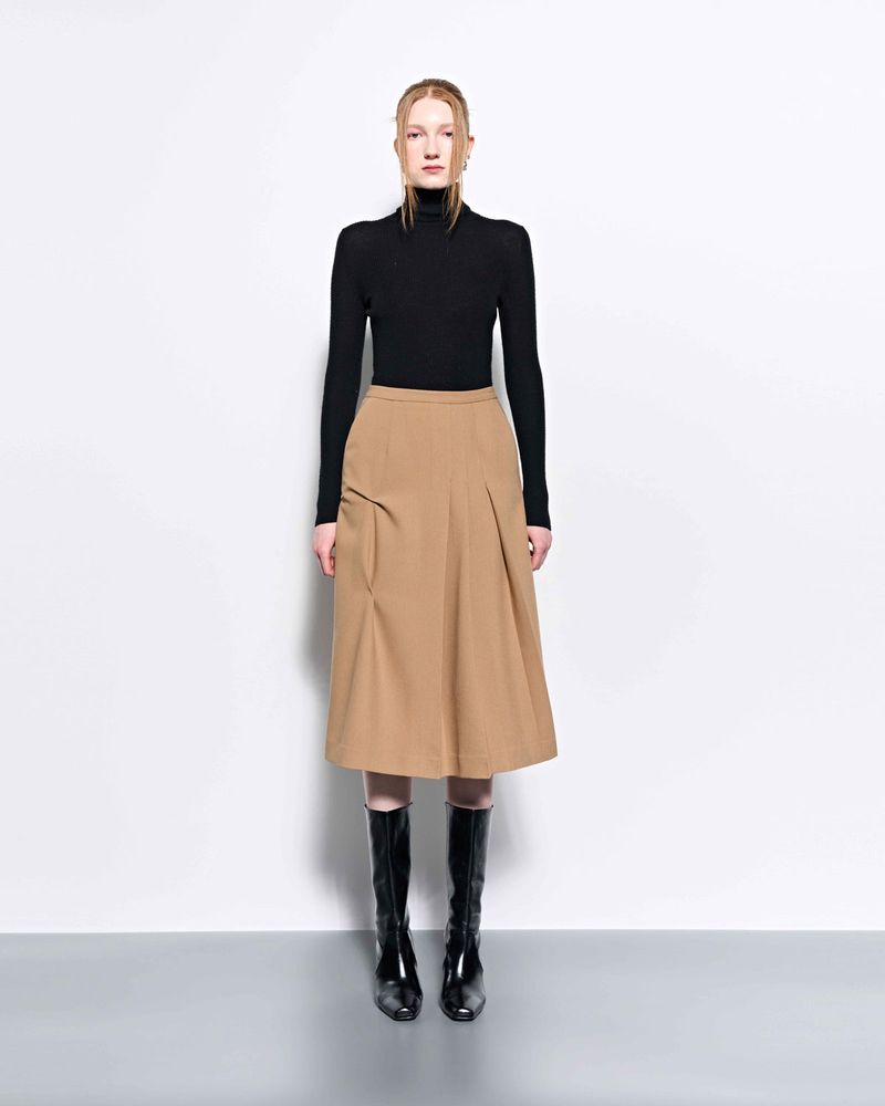 DOZI - Pinched Midi Skirt _ Beige