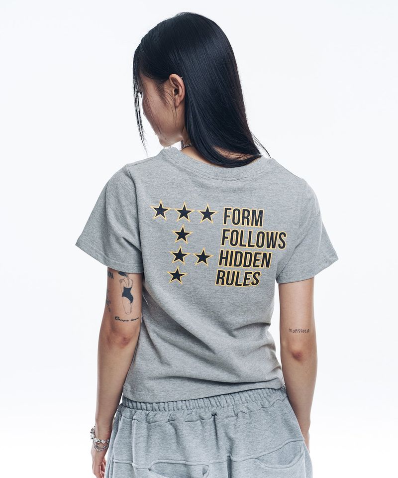 Star lettering cropped T-shirt - Gray