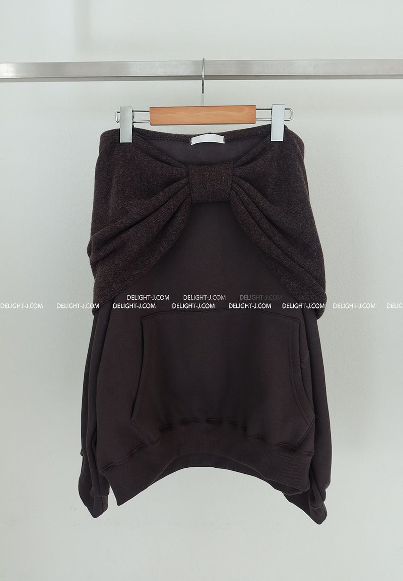 Ribbon off-shoulder oversized fit sweatshirt