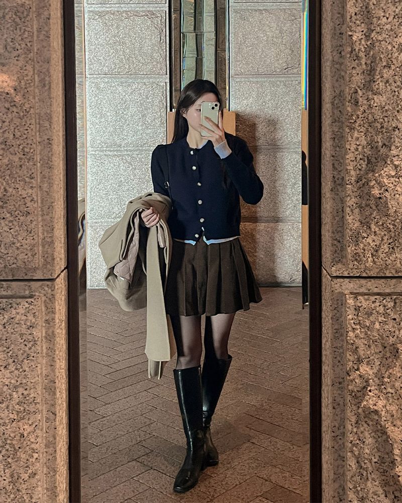 【MADE】 Corduroy pleated mini skirt