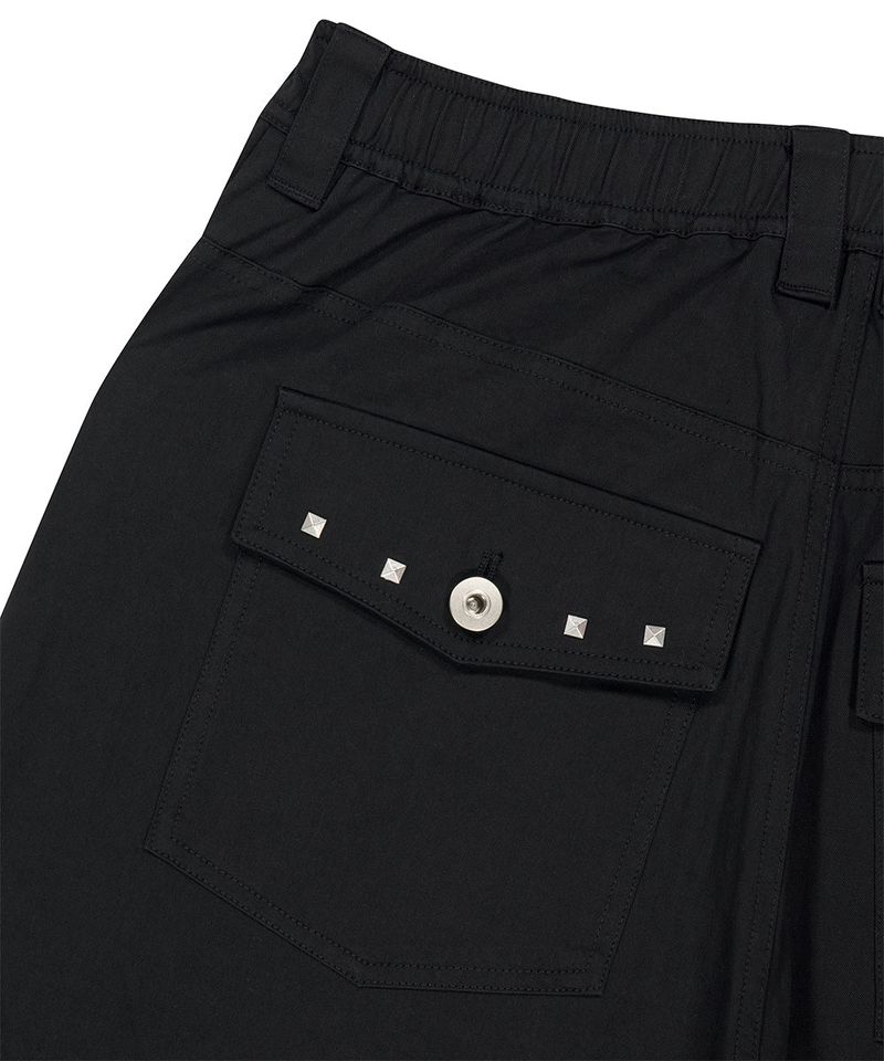 CROSS STUD TWILL SHORTS_BLACK