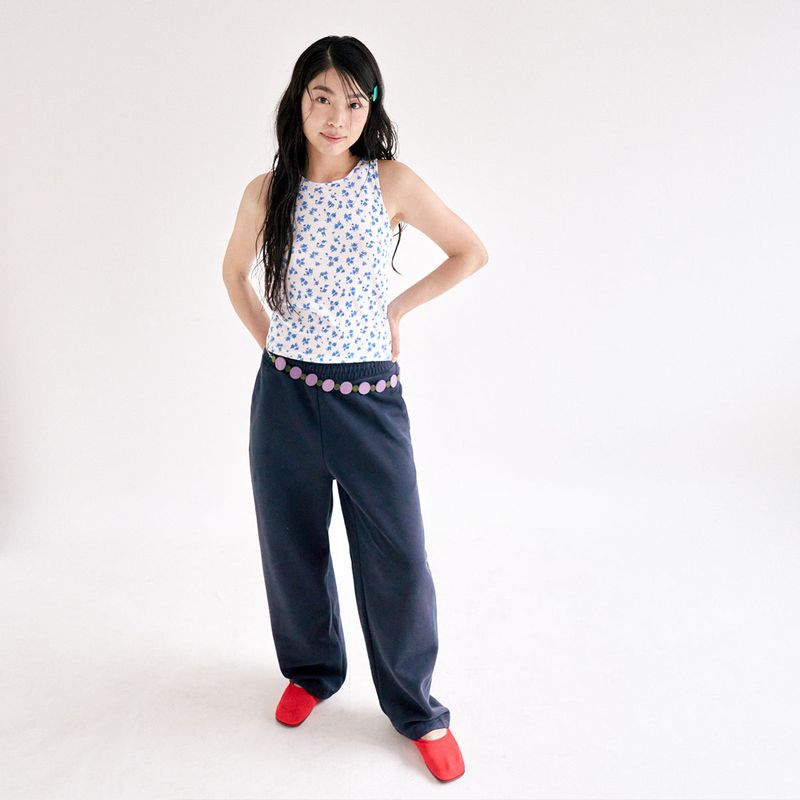 Blue flower sleeveless