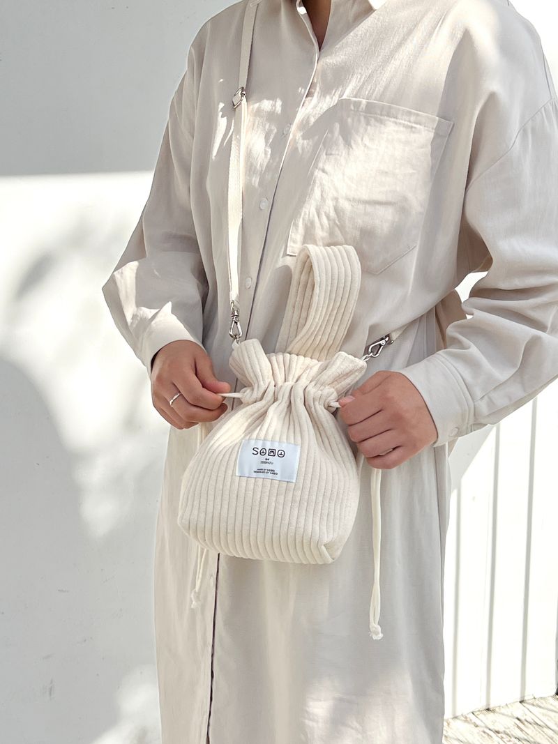 Ribbed fabric New string mini bag