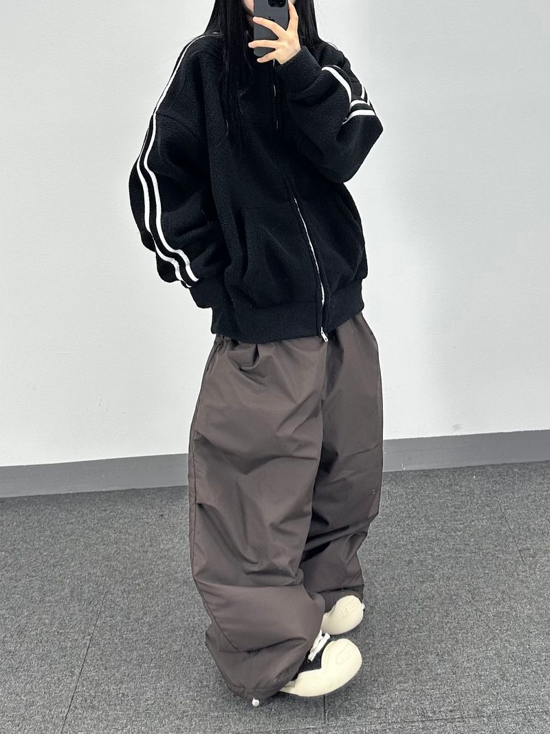 boa fleece track zip-up