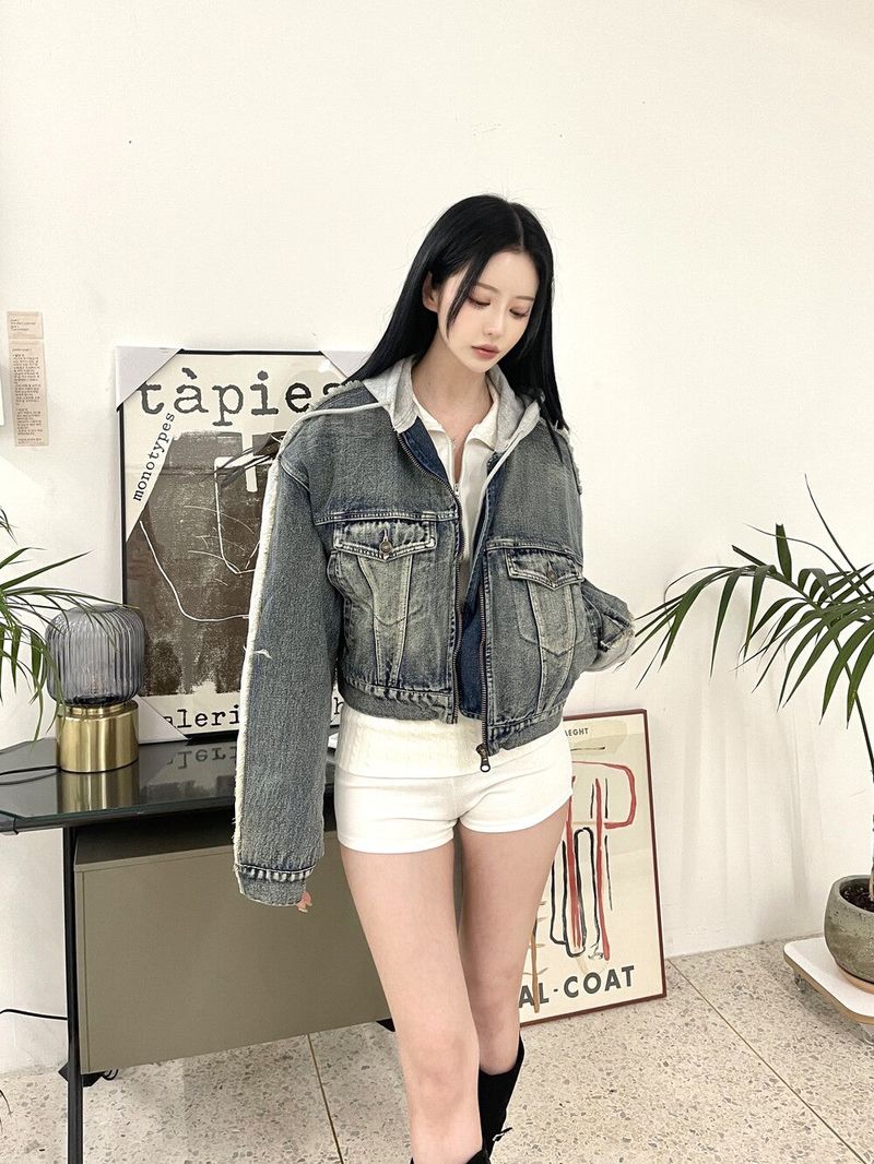 Seow(ソウ)の「1438. Denim padding hood zip-up (2color)(Jackets/Outerwear)」