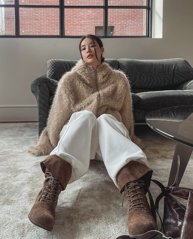 Lolo High Neck Fur Hooded Jumper