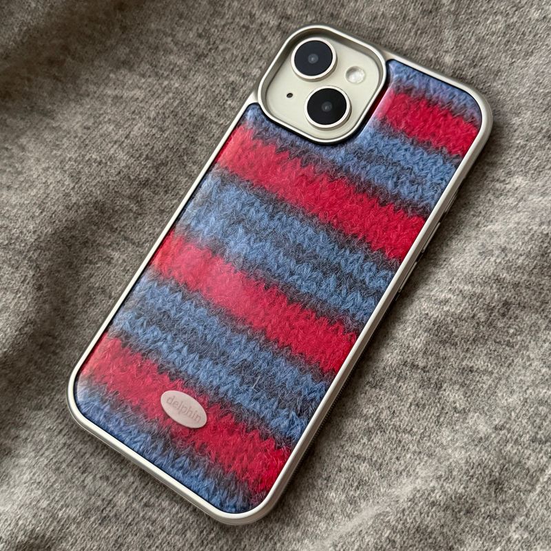 MOHAIR STRIPE SILVER EPOXY CASE _ BLUE