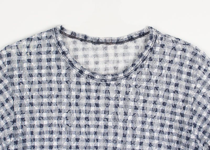 LACE CHECK TEE