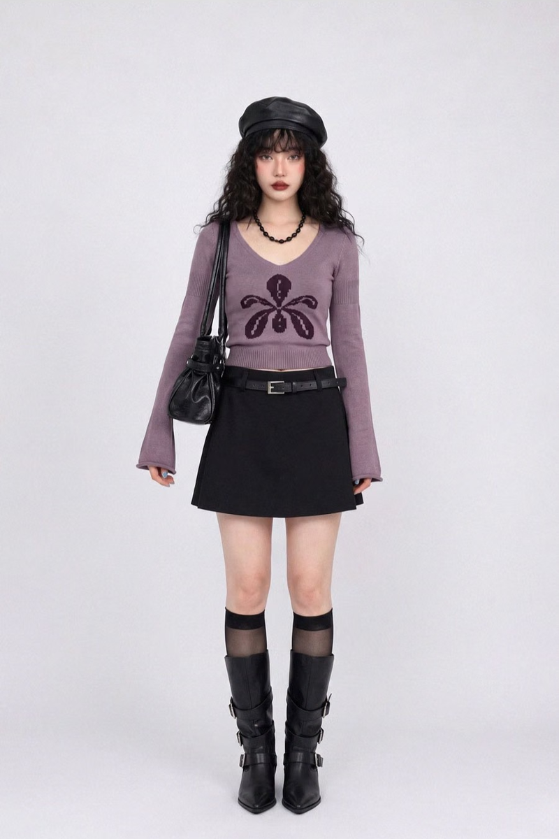 WRAP SKORT WITH LEATHER BELT (2COLORS!)
