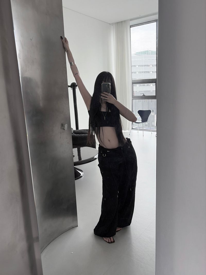 low-rise ring pants (2color)
