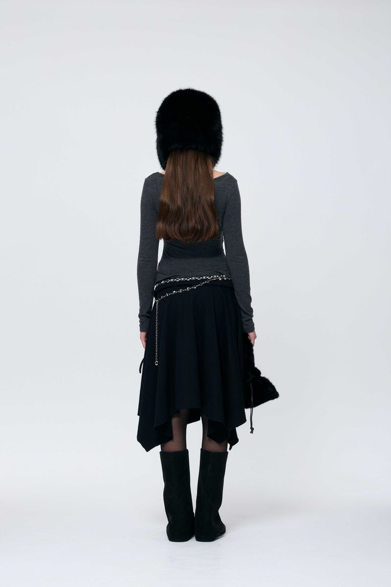 MUREN SHIRRING TOP / CHARCOAL