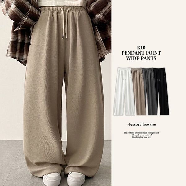 Bella Pendant Point String Ribbed Wide Pants