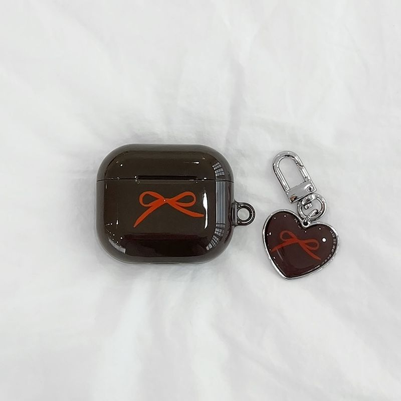 ribbon heart epoxy keyring(brown)