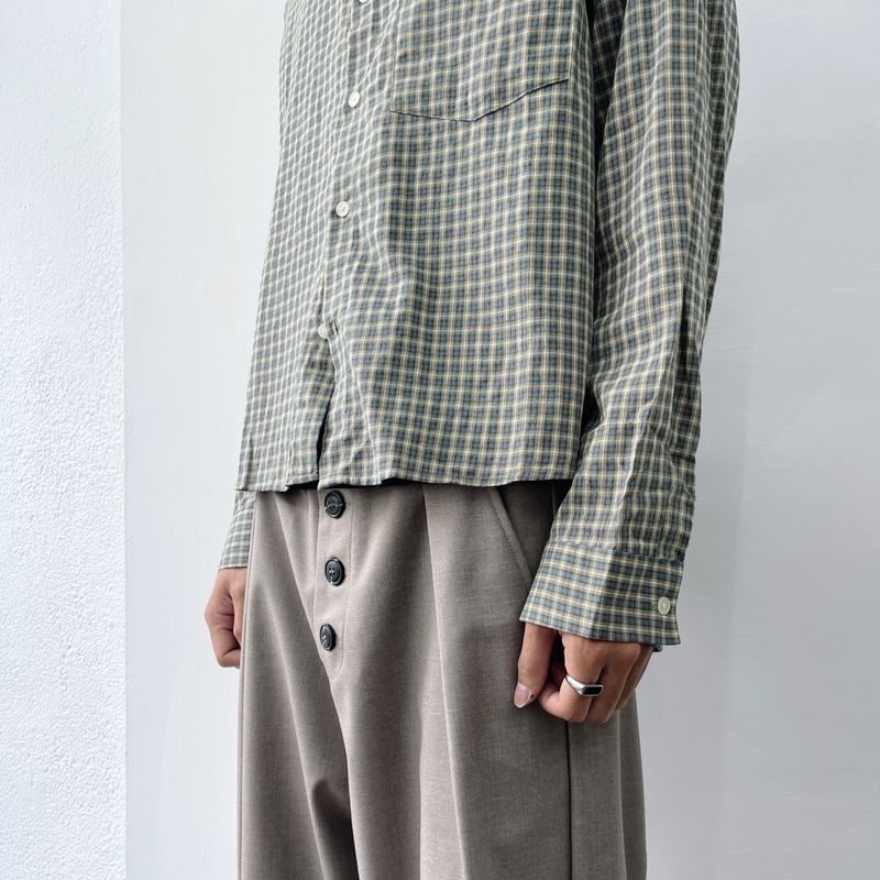 Washed Plaid Long Sleeve Shirt