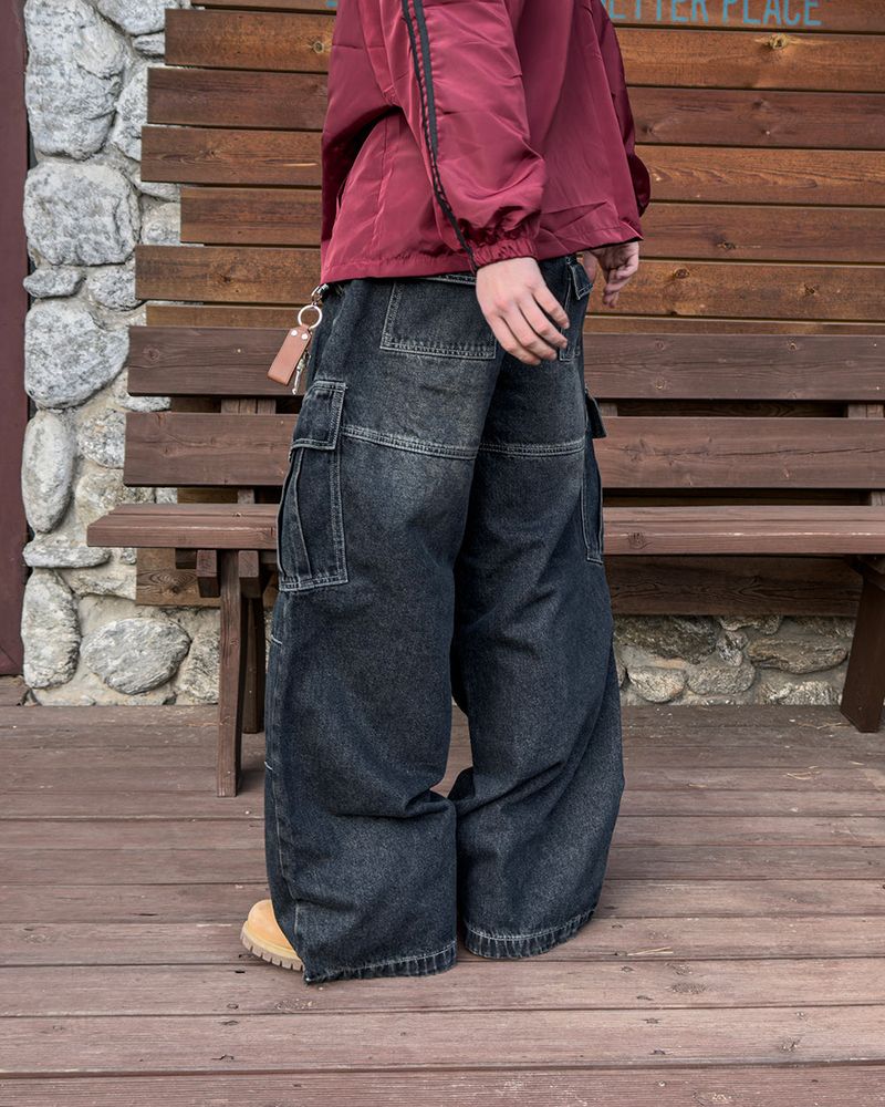 Bare Washed Wide Cargo Denim
