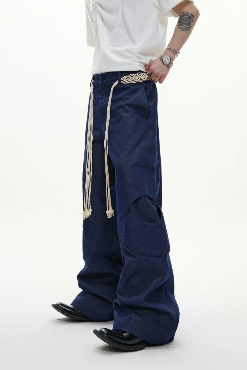 Belted Straight Cut Jeans