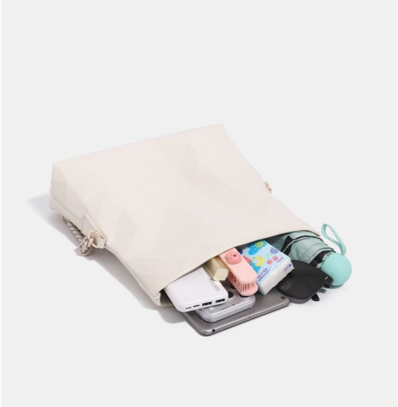 Geometric Pleated Quilted Chain Bag