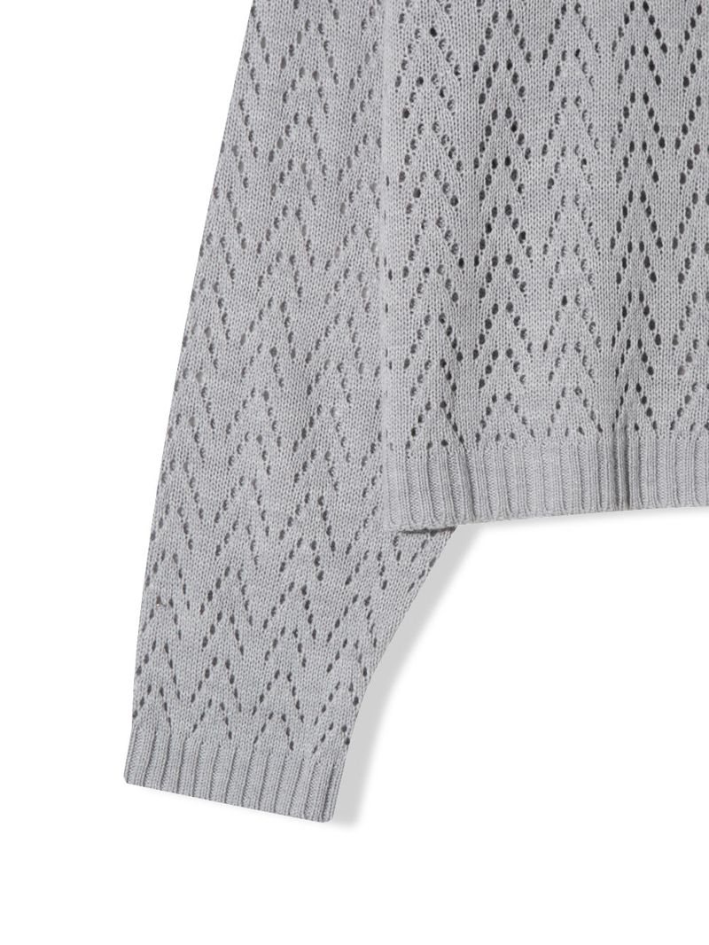 Cropped Knit Punching Zip-Up 4COLOR