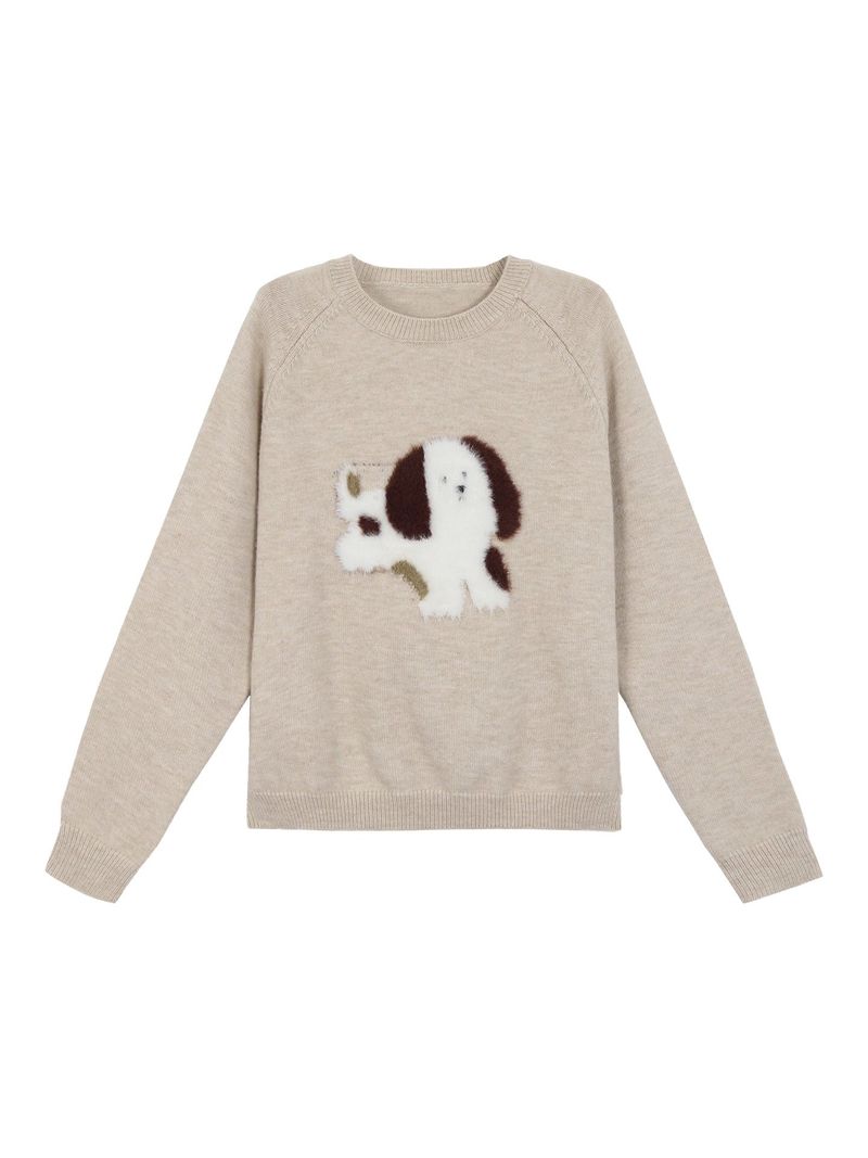 brown flower wool fleece zip-up