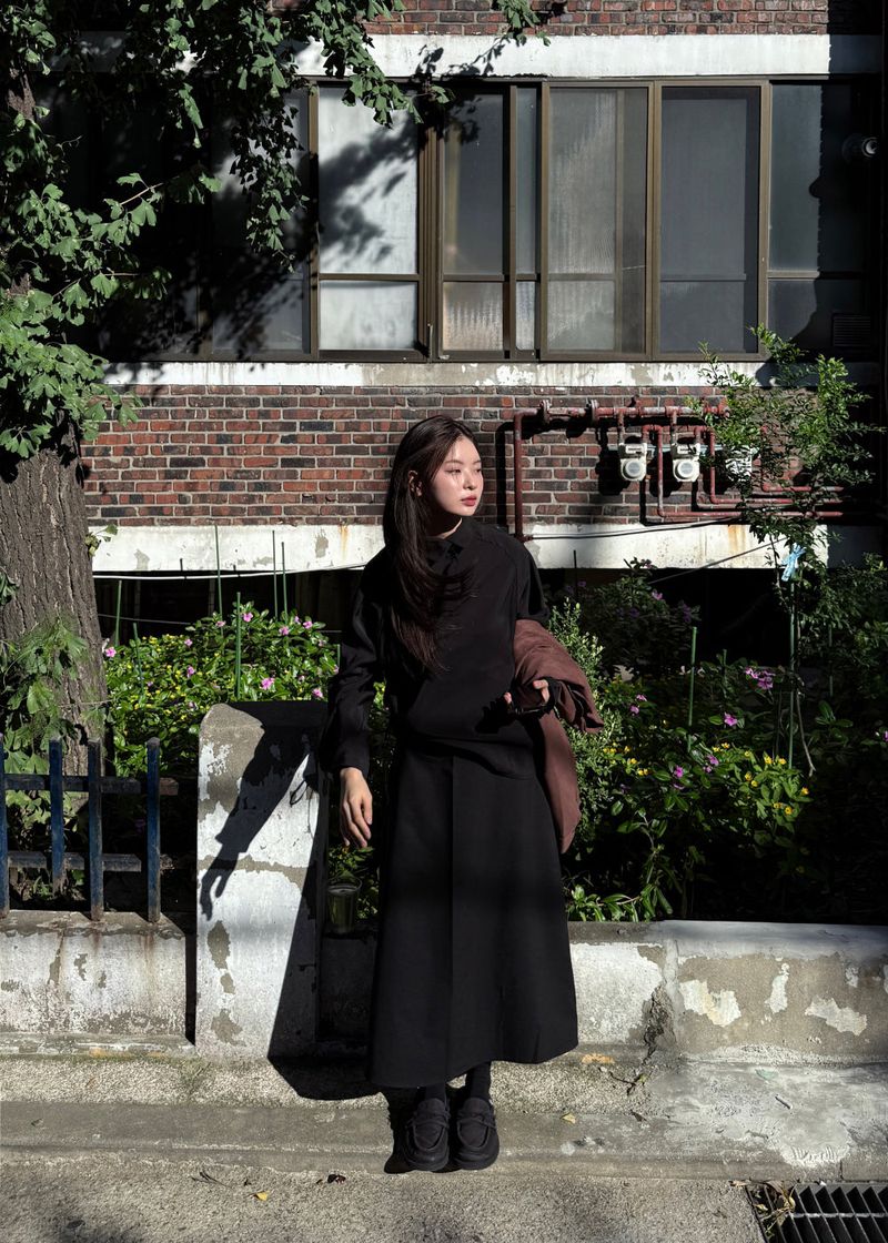  BUTTONNECK SHIRRING BLOUSE
