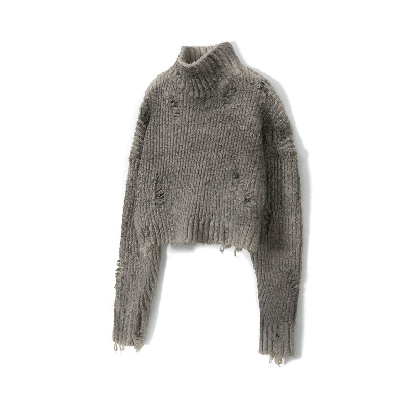 [23FW LSD COLLECTION] Spray Turtleneck Crop Sweater_Grey