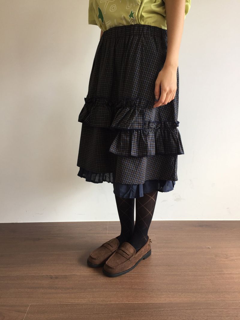 Lo-fi check layer skirt (1color)