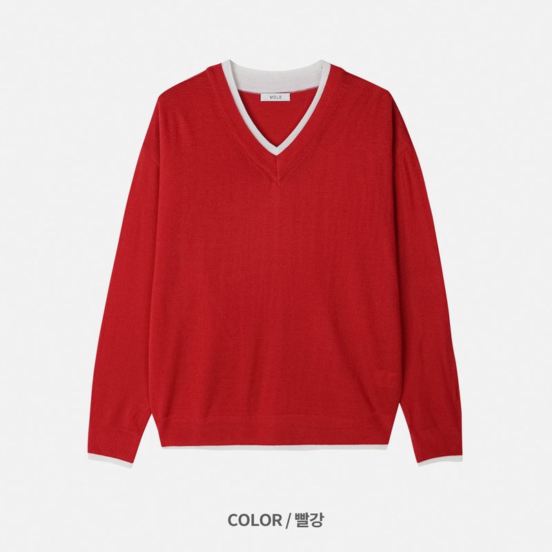 Coloring MER V-neck knit 4COLOR