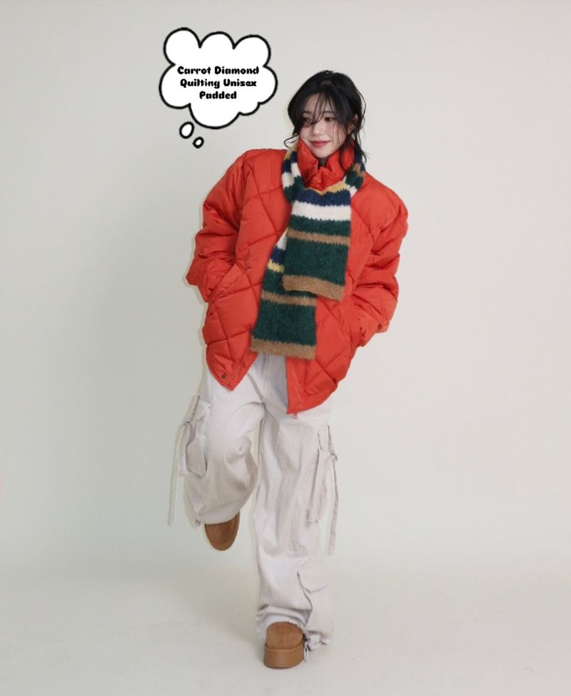 UZYOUNG（ユズヨン）の「Carrot Diamond Quilting Unisex High Neck Padding (100% Wellon)（Jackets/Outerwear）」