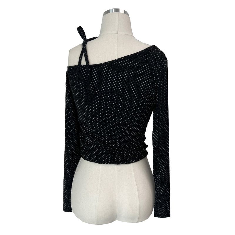 Mini Dot One Shoulder Long Sleeve Tee (4 Colors)